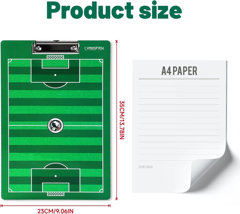 LYINGFISH Dry Erase Coaches Clipboard, Waterproof Soccer Whiteboard for Coaches Double-Sided Soccer Clipboard for Coaches Writable and Erasable Coaching Board Dry Erase Coaching Board Dry Erase Clipboard Gift - Image 5